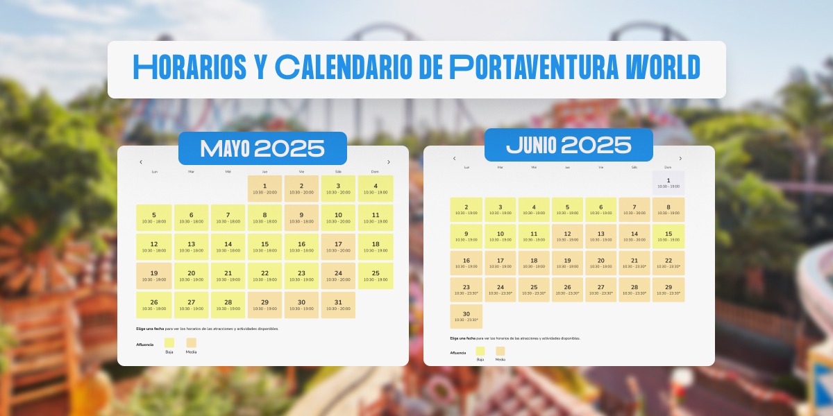 Horarios calendario PortAventura World