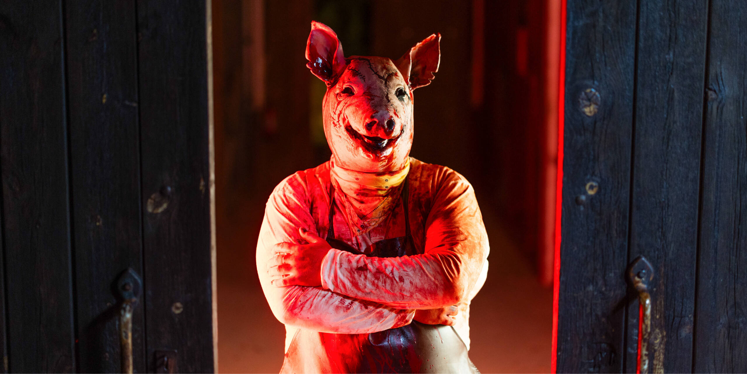 El Carnicero de Penitence con máscara de cerdo de Portaventura World.
